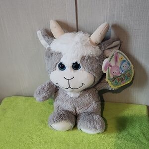Adorable Gray and White Plush Goat Toy
